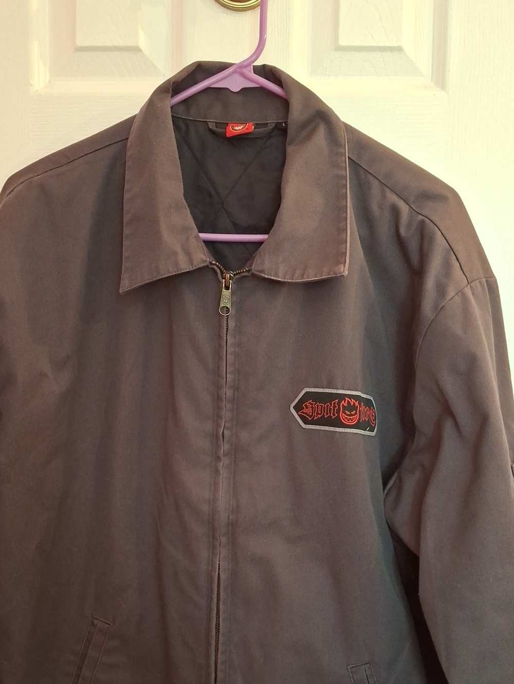 Spitfire Dark Gray Zip-Up Shirt Jacket with Logo Patch